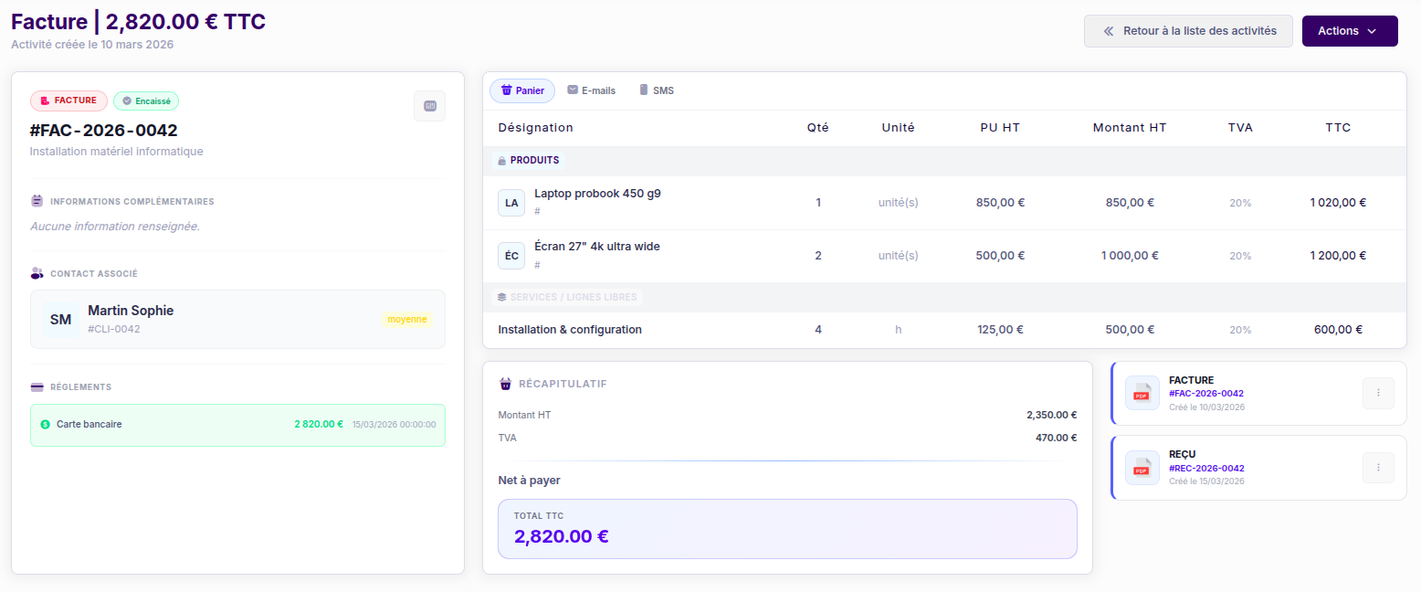Logiciel de facturation en ligne Ozirys — devis et factures pour TPE PME